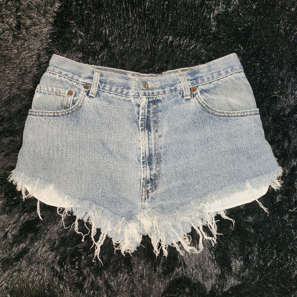 Denim Frayed Hem Women's Shorts